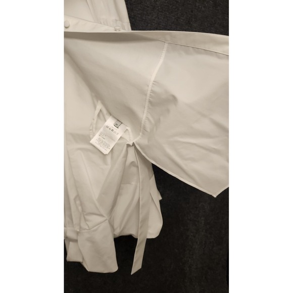 Valentino Blouse Womens 42 White Bow Balloon Sleeve Oversized Tunic Top Italy - Picture 11 of 16